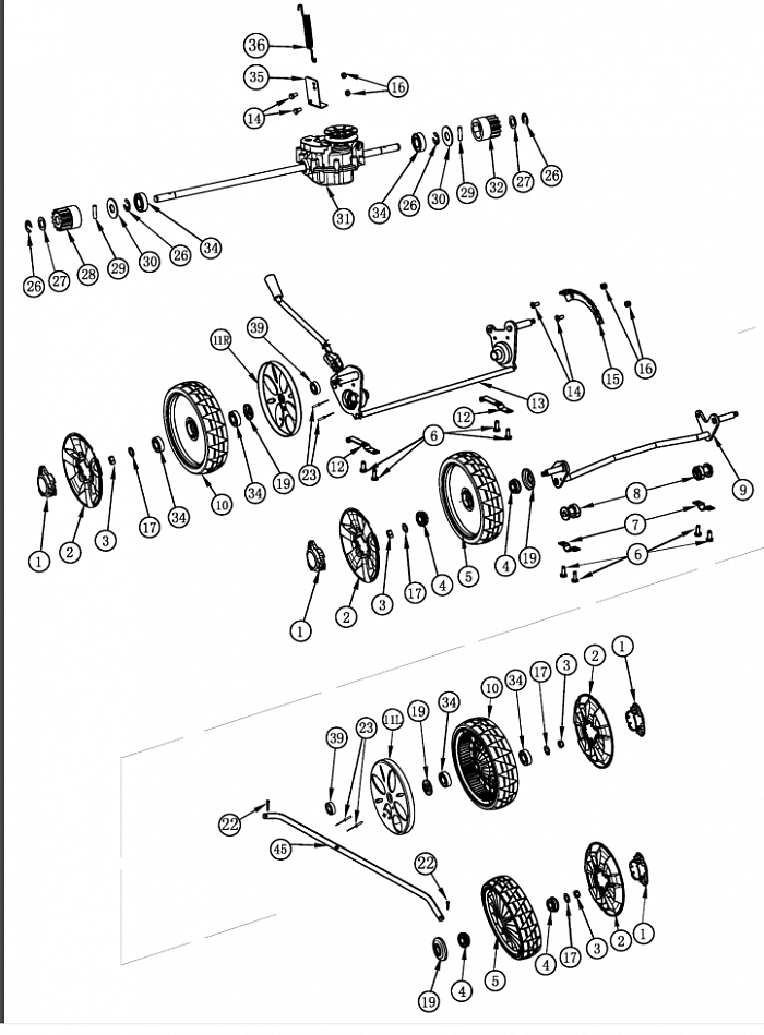 2 КОЛЕСА - РЕДУКТОР Газонокосилка CHAMPION LM5645