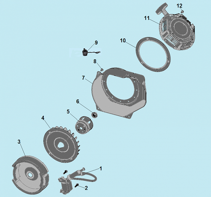 8 СТАРТЕР - МАГНЕТО - МАХОВИК МОТОПОМПА CHAMPION GP55
